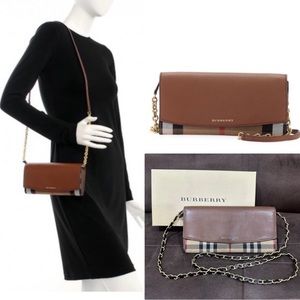 💯 Authentic Burberry  Calfskin Horseferry Henley Wallet On Chain WOC Crossbody